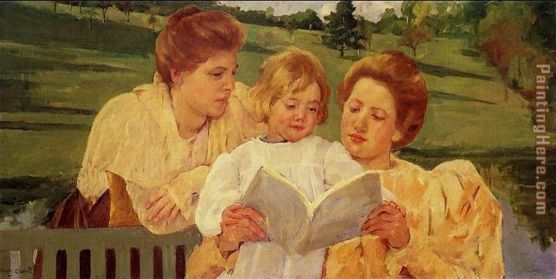 The Garden Reading painting - Mary Cassatt The Garden Reading art painting